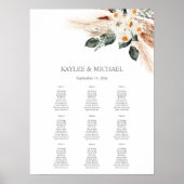 Boho Copper Pampas Floral Event Seat Chart -9 Poster (Voorkant)