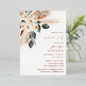 Boho Copper Pampas Floral & Photo Graduparty Folie Uitnodiging (Staand Voorkant)
