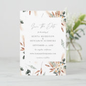 Boho Copper & Pampas & Floral Save the Date Kaart (Staand voorkant)