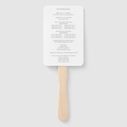 Boho Copper Pampas Floral Wedding Ceremony Program Handwaaier (Achterkant)