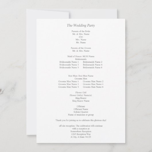 Boho Copper Pampas Floral Wedding Ceremony Program Kaart (Achterkant)