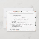 Boho Copper Pampas Grass Beige Bloemen met Maaltij RSVP Kaartje (Achterkant)