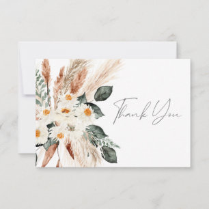 Boho Copper Pampas Grass Floral Dank u kaart