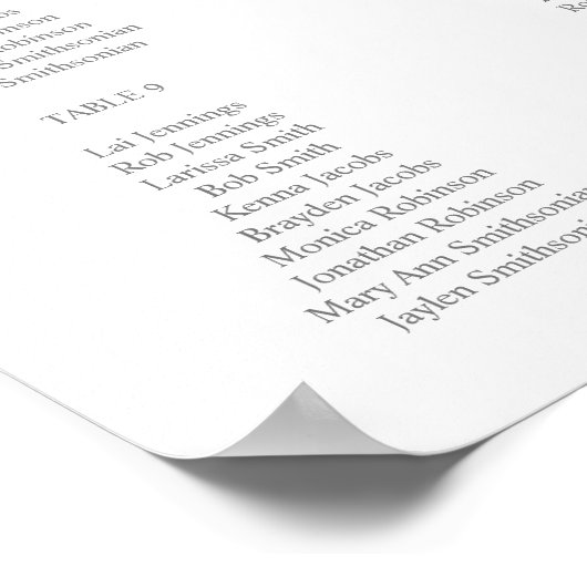 Boho Copper Pampas Grass Floral Seating Chart -12 Poster (Hoek)