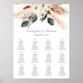 Boho Copper Pampas Grass Floral Seating Chart -12 Poster (Voorkant)