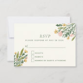 Boho Coquette  Bloemen Waterverf bruiloft RSVP Kaartje (Voorkant)