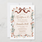 Boho Coquette Bow Wildflower Baby shower Kaart (Voorkant)