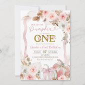 Boho Coquette Roze Pompoen 1e verjaardag Kaart (Voorkant)