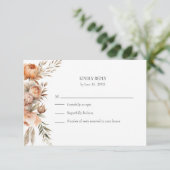 Boho Coral and Peach Dry Flower Wedding RSVP Card (Debout devant)
