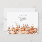 Boho Coral and Peach Dry Flower Wedding RSVP Card (Dos)