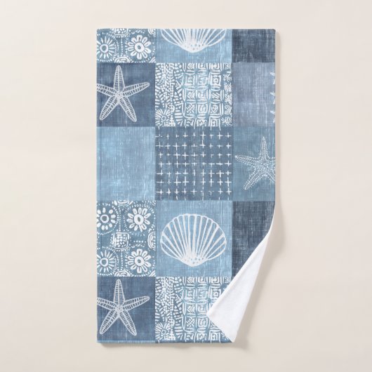 Boho Côtier Bleu (Serviette à main)