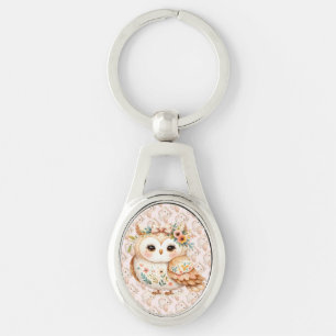 Boho Cottagecore Uil Bloemen Farmcore Charm Sleutelhanger