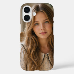 Boho Cottagecore Zachte Esthetische Meisjesportret iPhone 16 Hoesje