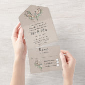 Boho Cotton and Eucalyptus Wedding All In One Uitnodiging (Afscheurbaar)
