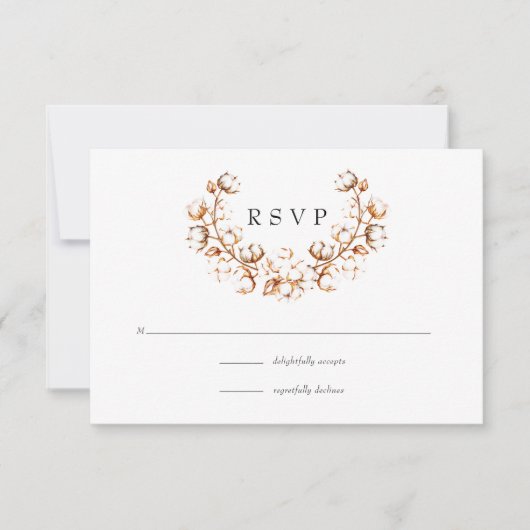 Boho Cotton Wedding RSVP Kaartje (Voorkant)