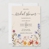 Boho couleur fleur sauvage nuptiale invitation dou (Devant)