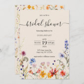 Boho couleur fleur sauvage nuptiale invitation dou (Devant / Derrière)