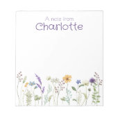 Boho Country fleur sauvage aquarelle Bloc-notes (Devant)