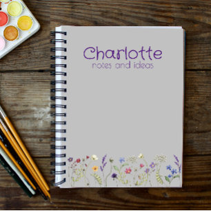 Boho Country Floral madeliefje waterverf grijs Not Notitieboek