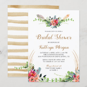 Boho Country Floral Waterverf Arrow Vrijgezellenfe Kaart