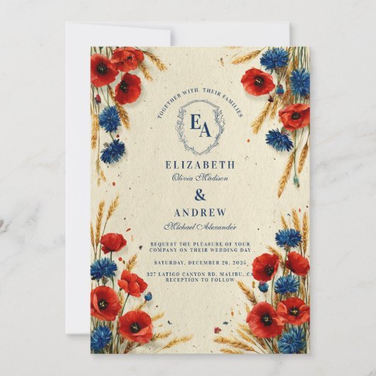 Boho Countryside Zomerbruiloft Kaart (Voorkant)