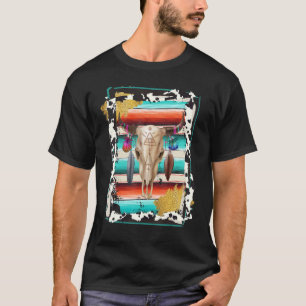 BOHO COW Luipaard Koe Patroon Serape Print Cowgir T-shirt