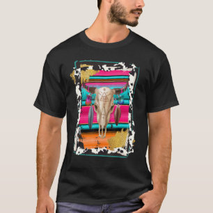 BOHO COW Luipaard Koe Patroon Serape Print Cowgirl T-shirt