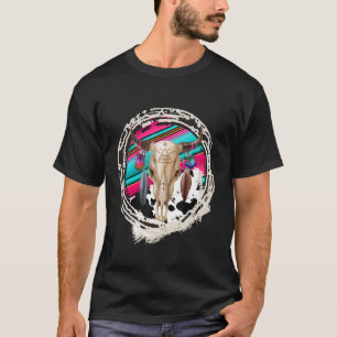 BOHO COW Luipaard Koe Patroon Serape Print Cowgirl T-shirt