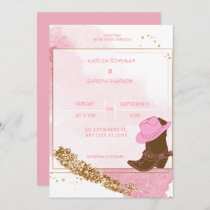 Boho Cowboy Botte Faire-part de mariage de l'Ouest