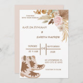 Boho Cowboy Botte Faire-part de mariage de l'Ouest (Devant / Derrière)