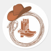 Boho Cowboy Laarzen Western Ronde Sticker (Voorkant)