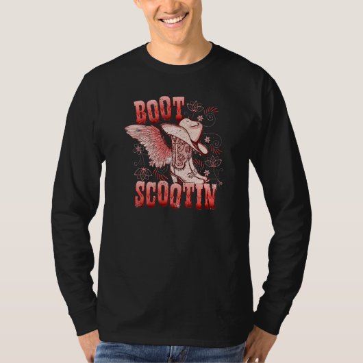 Boho Cowgirl Boots Hat Boot Scooting Western Count T-shirt (Voorkant)
