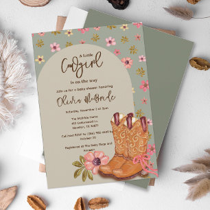 Boho Cowgirl Flowers Boots Western Baby shower Kaart