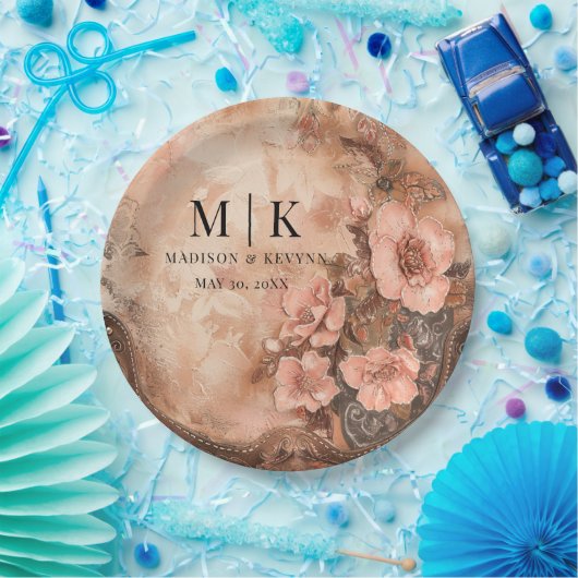 Boho Cowgirl Westerne bloemen bruiloft Papieren Bordje (Feest)