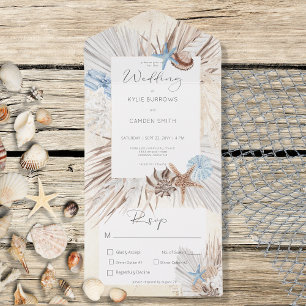 Boho Cream Beach Rustic Dinner All In One Uitnodiging