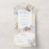 Boho Cream Beach Rustic No Dinner All In One Uitnodiging (Binnen)