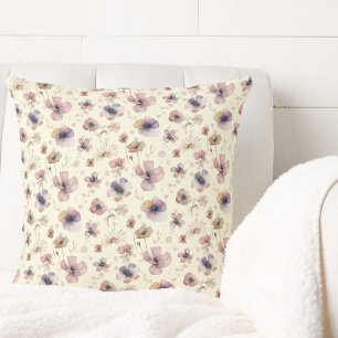 Boho Cream Blush Watercolor Wildebloem Kussen
