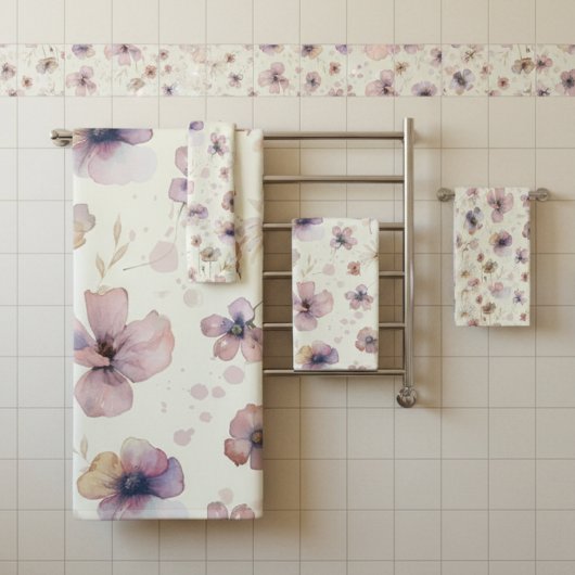 Boho Cream Blush Watercolor Wildflower