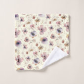 Boho Cream Blush Watercolor Wildflower (Gant de toilette)