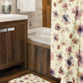 Boho Cream Blush Watercolor Wildflower Douchegordijn