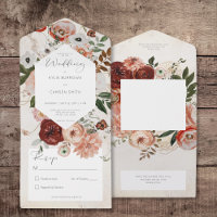 Boho Cream Burgundy Herfst Floral No Dinner