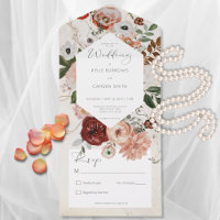 Boho Cream Burgundy Herfst Floral No Dinner