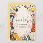 Boho Cream & Color Invitation Fleur Sauvage (Devant / Derrière)