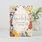 Boho Cream & Color Invitation Fleur Sauvage (Debout devant)