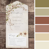 Boho Cream Daisies & Gedroogd Gras Diner All In One Uitnodiging