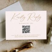 Boho Cream Neutrale Bruiloft RSVP QR Code Informatiekaartje