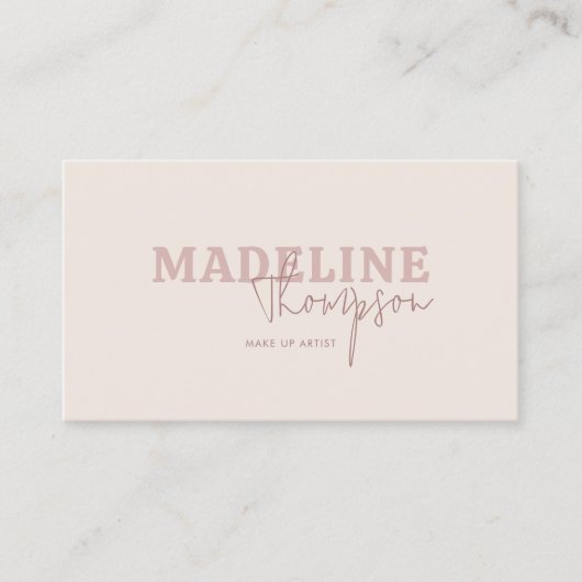 Boho Cream Pink Typography Script Visitekaartje (Voorkant)
