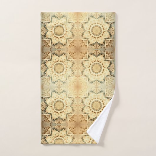 Boho Cream Swirl Coeurs Design Ensemble de serviet (Serviette à main)