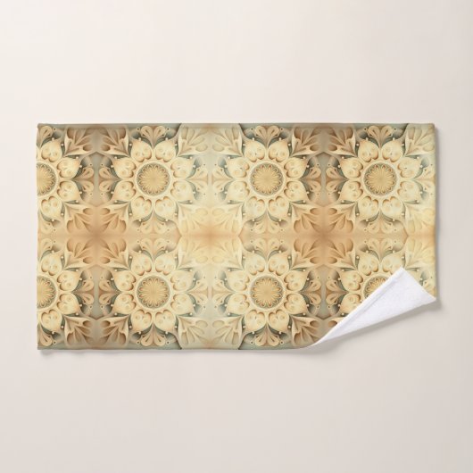 Boho Cream Swirl Coeurs Design Ensemble de serviet (Serviette à main)