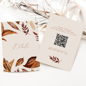 Boho Cream & Terracotta Bladeren QR code Bruiloft Informatiekaartje
